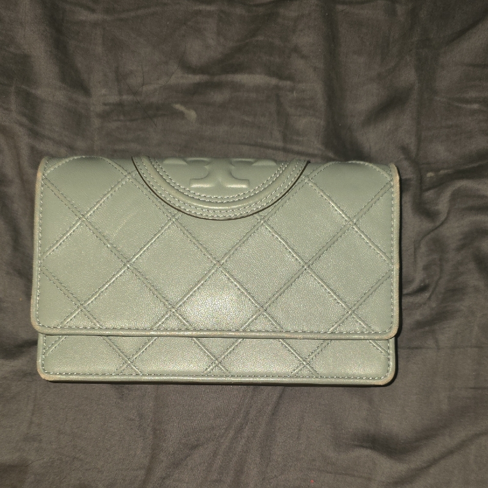 Tory Burch Quilted Gray Clutch